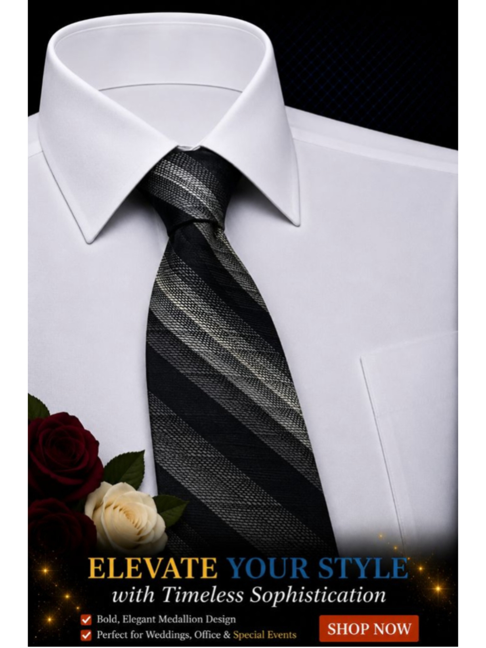 CITY STREETS Black Gray Striped Men's Tie One Size